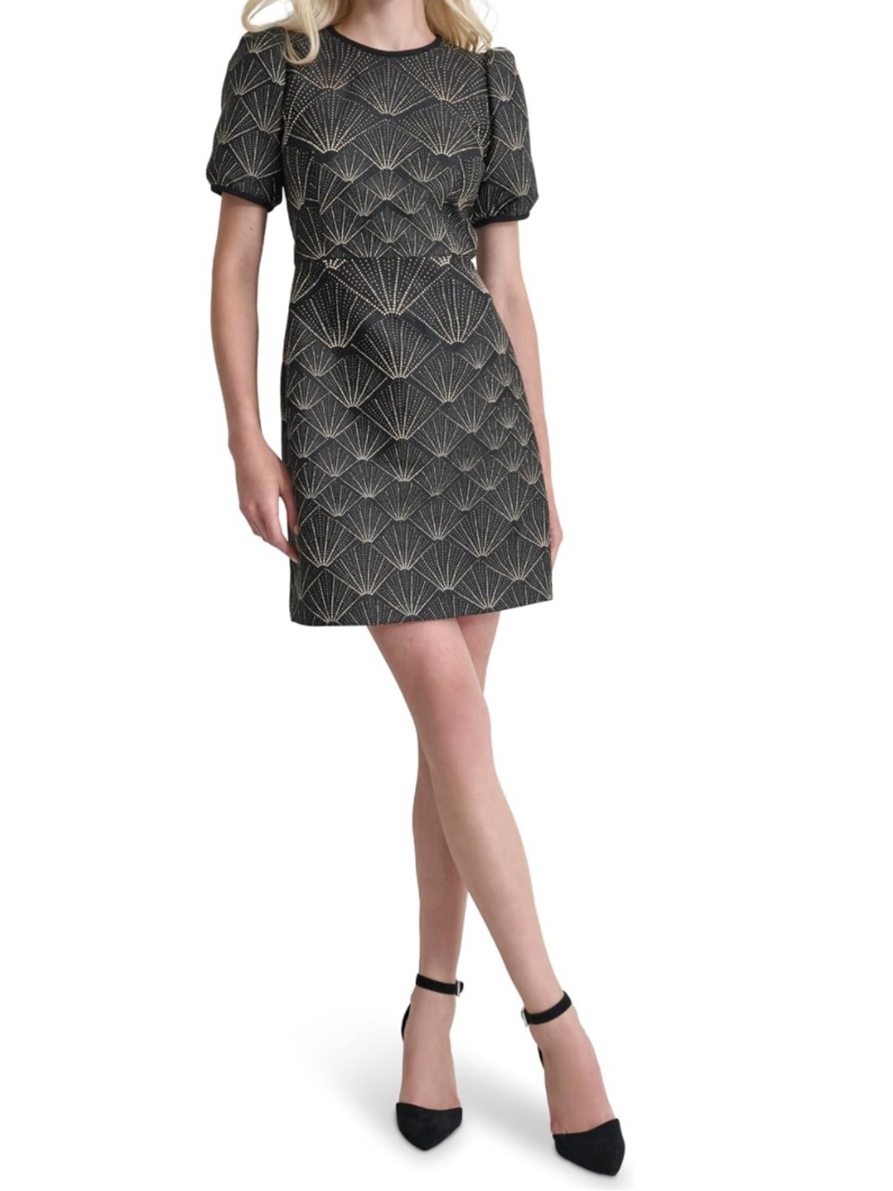 DKNY Size 4 Short Sleeve Jewel Neck Mini Fit and Flare NWT Dress